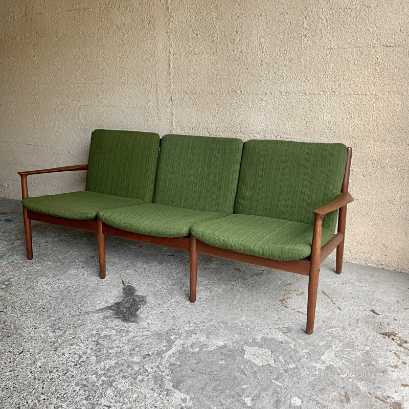 Divano scandinavo vintage in teak e lana di Svend Age Eriksen per Glostrup, 1960