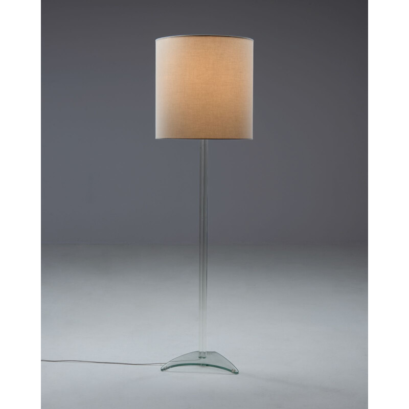 Vintage floor lamp with glass base, 1980