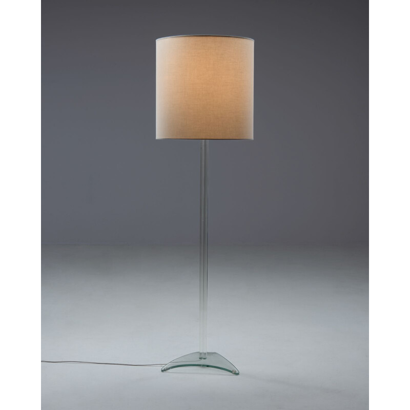 Vintage vloerlamp met glazen voet, 1980