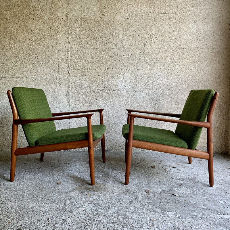 Pair of Scandinavian vintage teak armchairs by Svend Age Eriksen for Glostrup, Denmark 1960