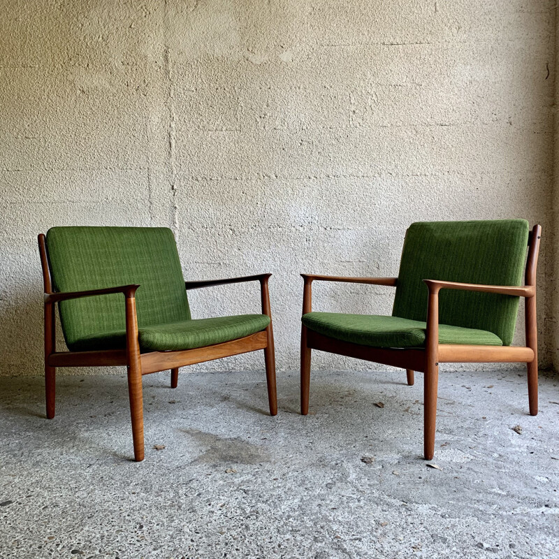 Pair of Scandinavian vintage teak armchairs by Svend Age Eriksen for Glostrup, Denmark 1960
