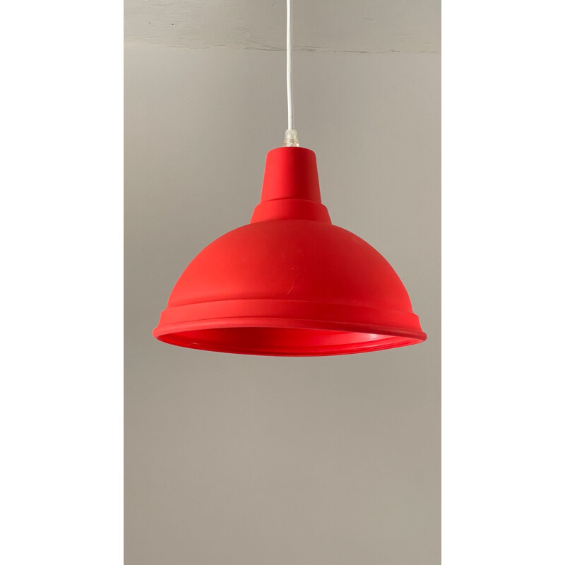 Lámpara de suspensión roja geométrica vintage, 2000