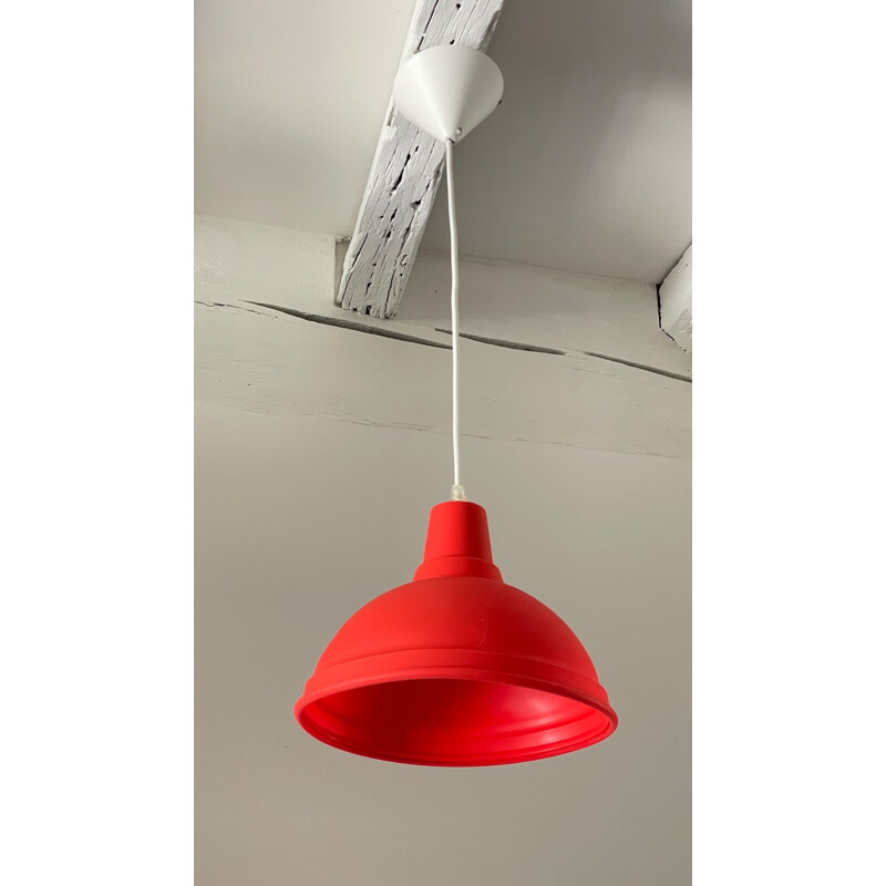 Vintage red geometric hanging lamp, 2000