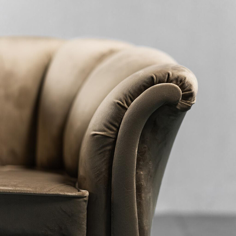 Pair of vintage beige armchairs, 1950s