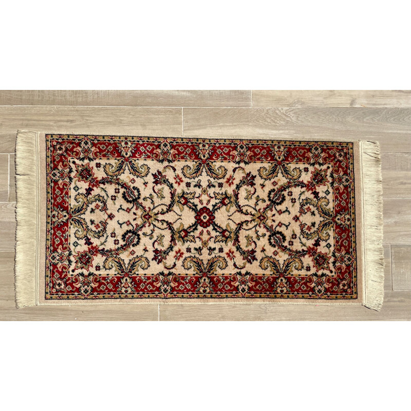 Vintage Persian rug in beige wool and cotton