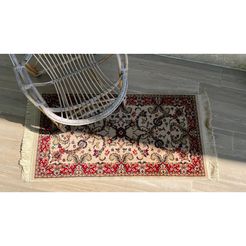 Tapis Persan vintage beige en laine et coton