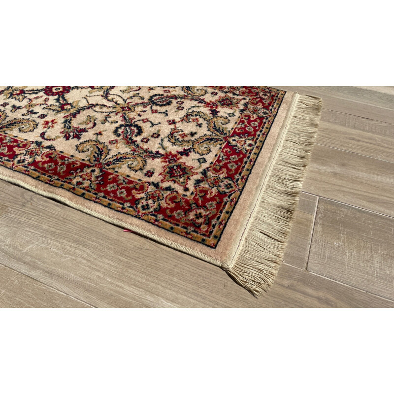 Vintage beige Perzisch tapijt van wol en katoen