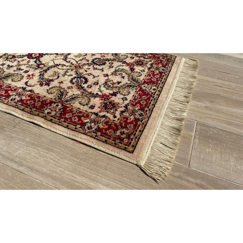 Vintage Persian rug in beige wool and cotton