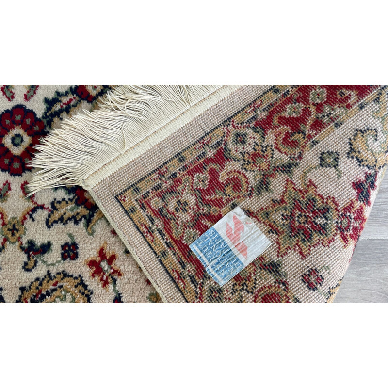 Vintage beige Perzisch tapijt van wol en katoen