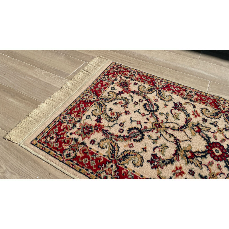 Tappeto persiano vintage beige in lana e cotone