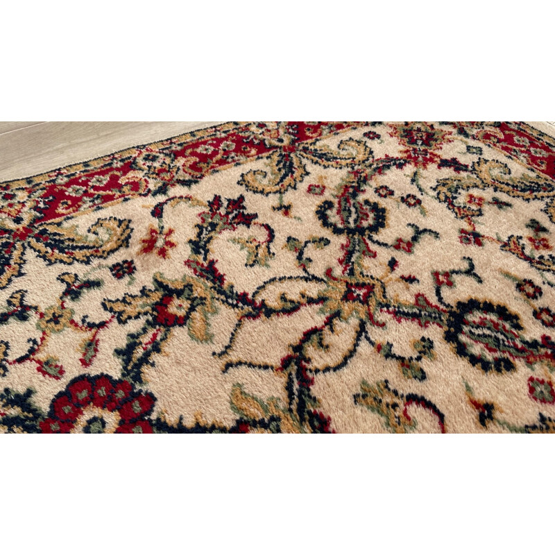 Vintage Persian rug in beige wool and cotton