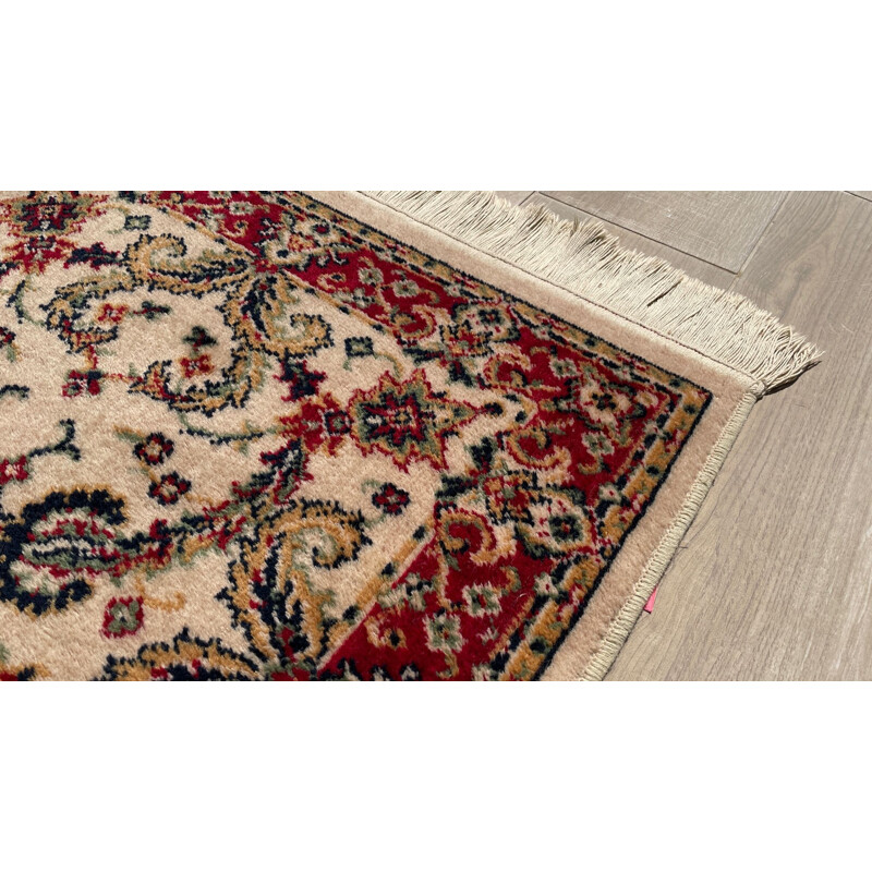 Vintage Persian rug in beige wool and cotton