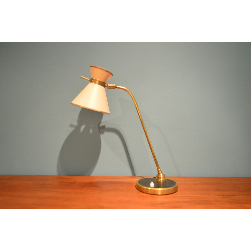 Lampe de table française Lunel en laiton et papier - 1960