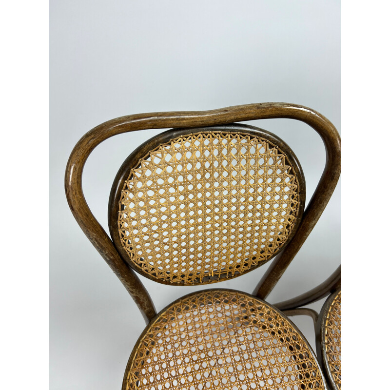 Set of 4 mid century bentwood and cane dining chairs, 1960s