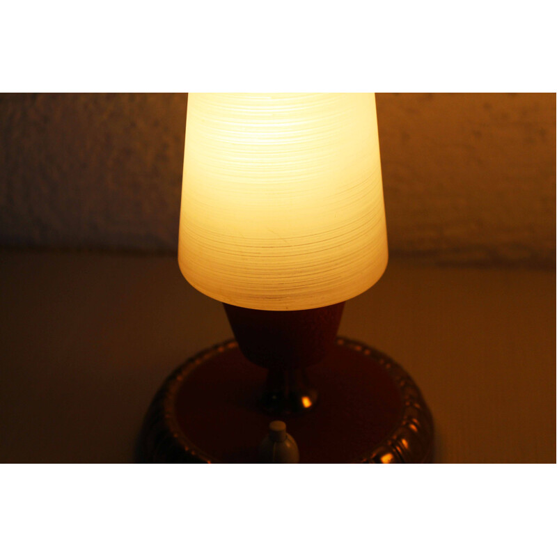 Pair of vintage brass and glass bedside lamps