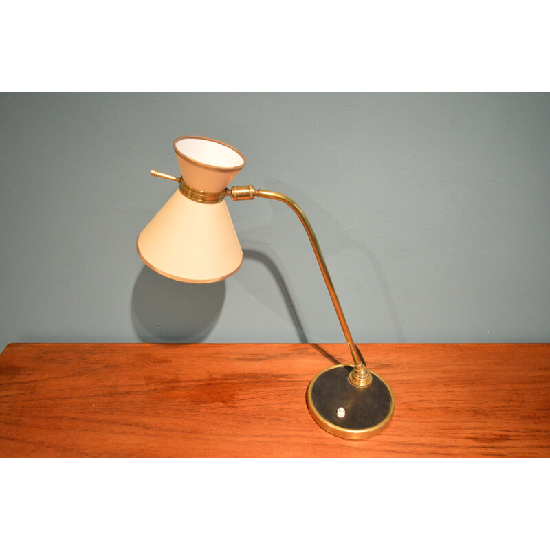 Lampe de table française Lunel en laiton et papier - 1960