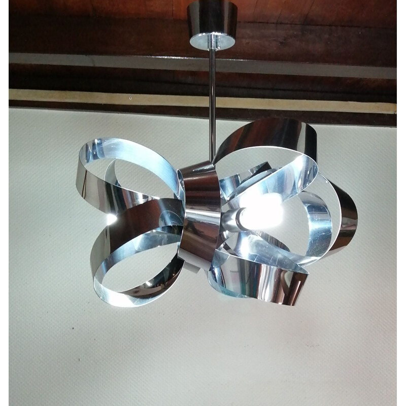 Vintage chrome chandelier Tappital Snc, Italy 1970