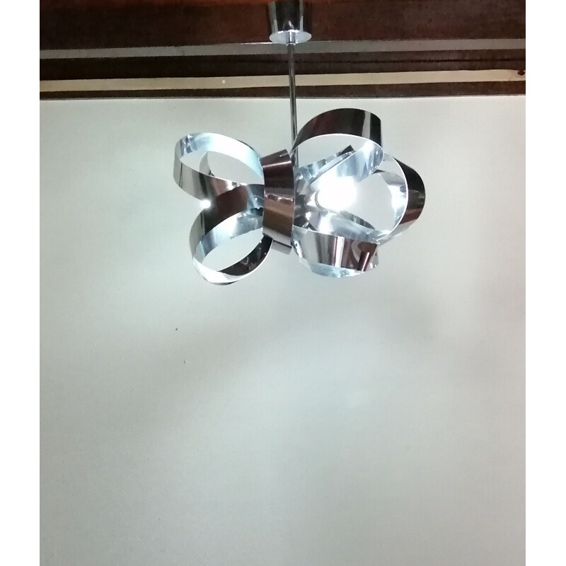 Vintage chrome chandelier Tappital Snc, Italy 1970