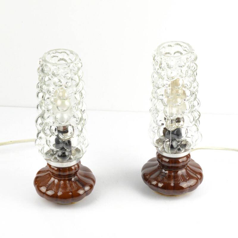 Pair of vintage ceramic table lamps by Magyarszombatfai Keramia Szombathely, Hungary 1960