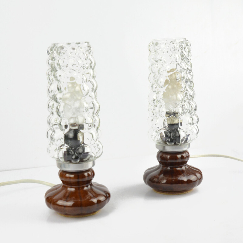 Pair of vintage ceramic table lamps by Magyarszombatfai Keramia Szombathely, Hungary 1960