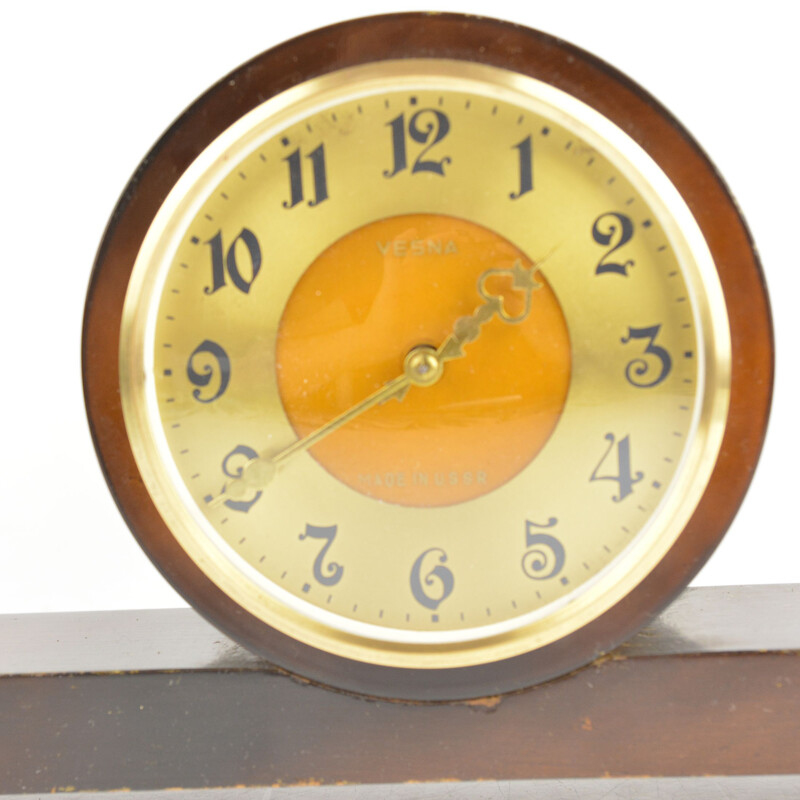 Vintage solid walnut mantel clock, Soviet Union 1960