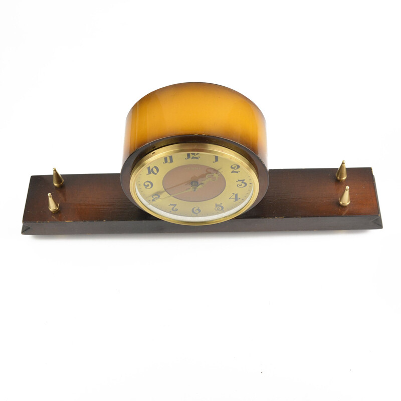 Vintage solid walnut mantel clock, Soviet Union 1960