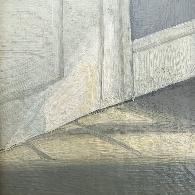 Vintage oil on canvas "Interior" by Poul Rönne