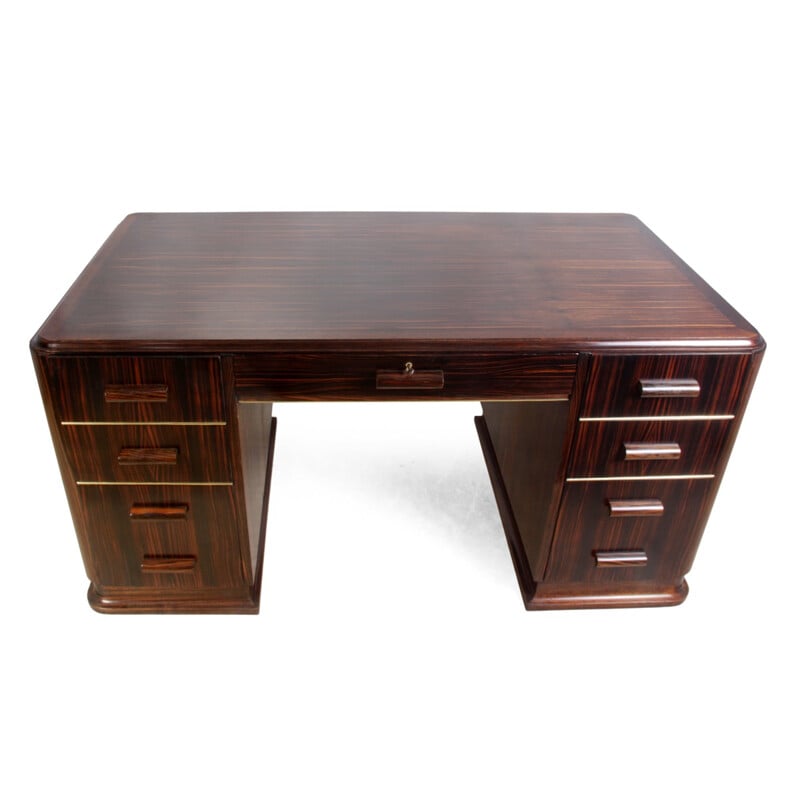 Vintage Macassar desk with drawers - 1930s