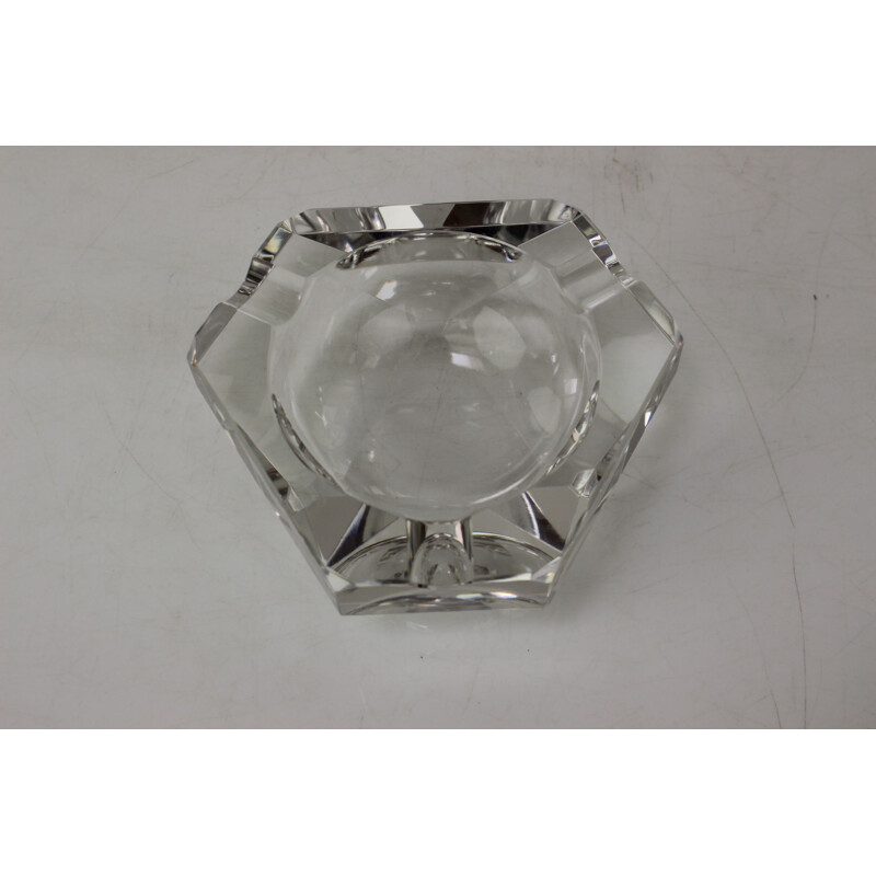 Vintage ashtray in crystal glass by Bohemia Glass, Czechoslovakia 1970