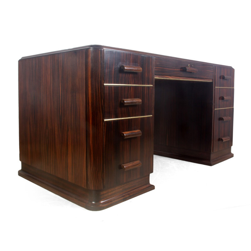 Vintage Macassar desk with drawers - 1930s