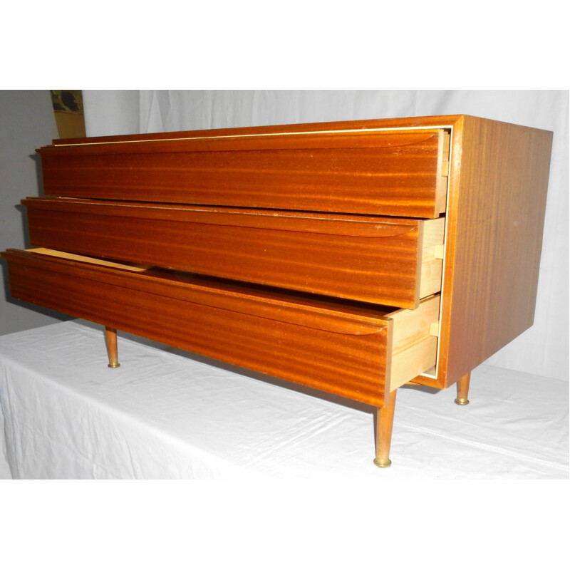 Vintage mahogany 3 drawer chest of drawers, 1960