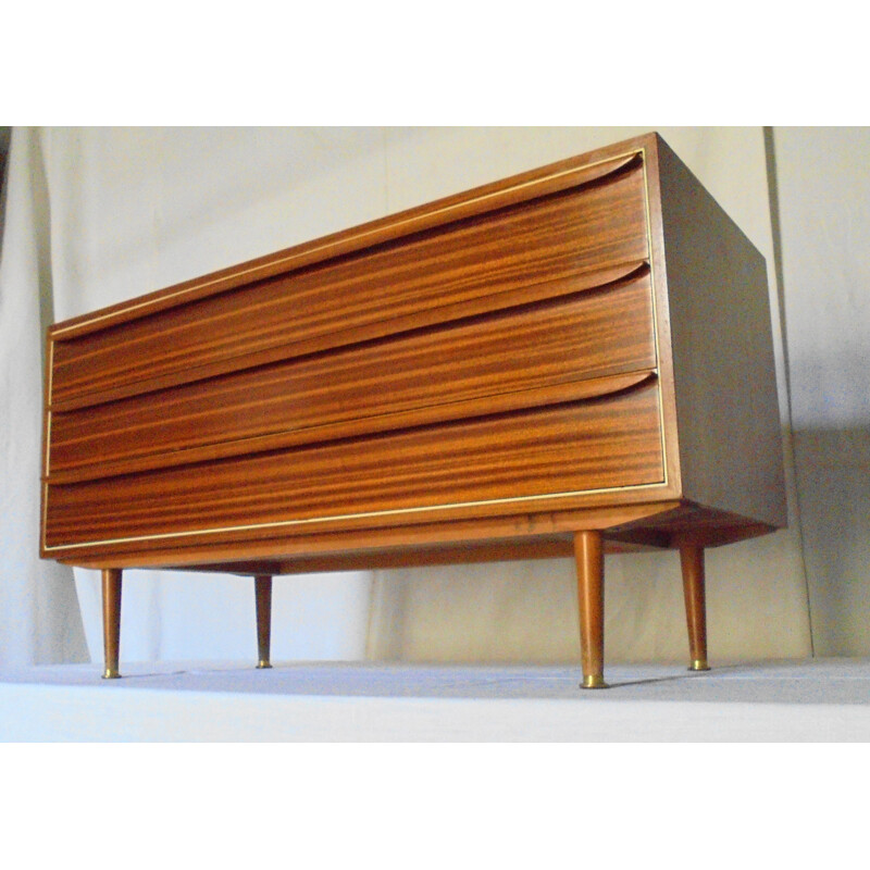 Vintage mahogany 3 drawer chest of drawers, 1960