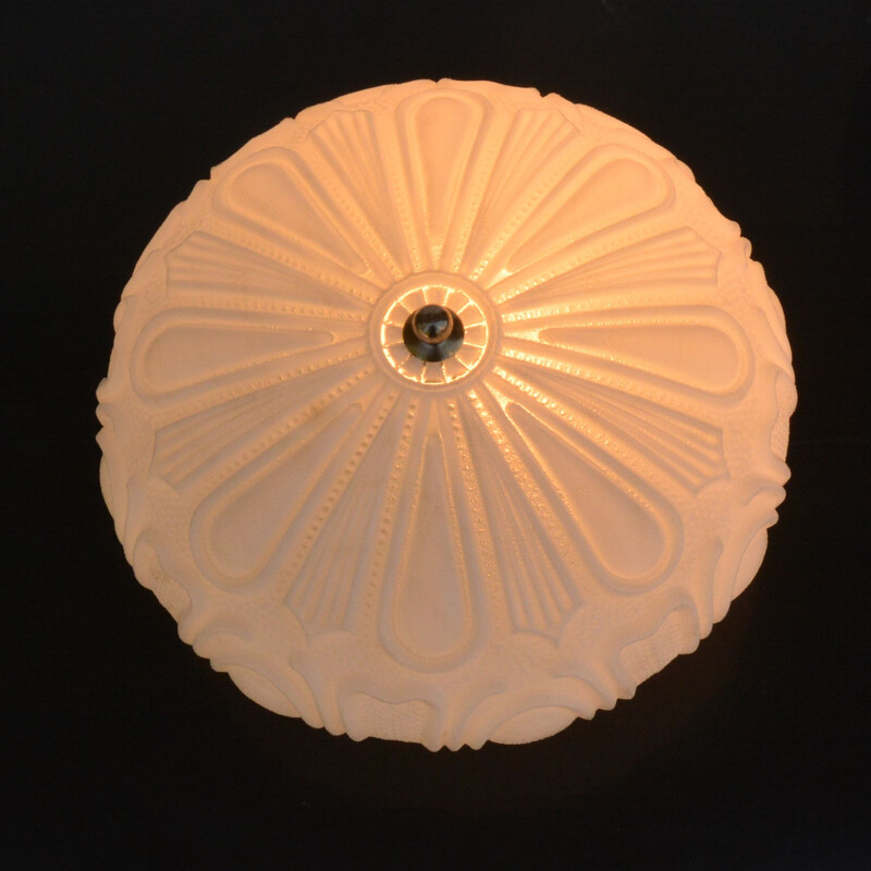 Vintage Hollywood Regency glass ceiling lamp by Massive Luchten, Germany 1980s
