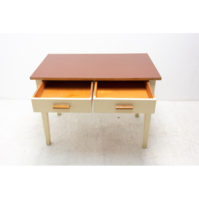 Mid century wooden and formica central table, Czechoslovakia 1950s