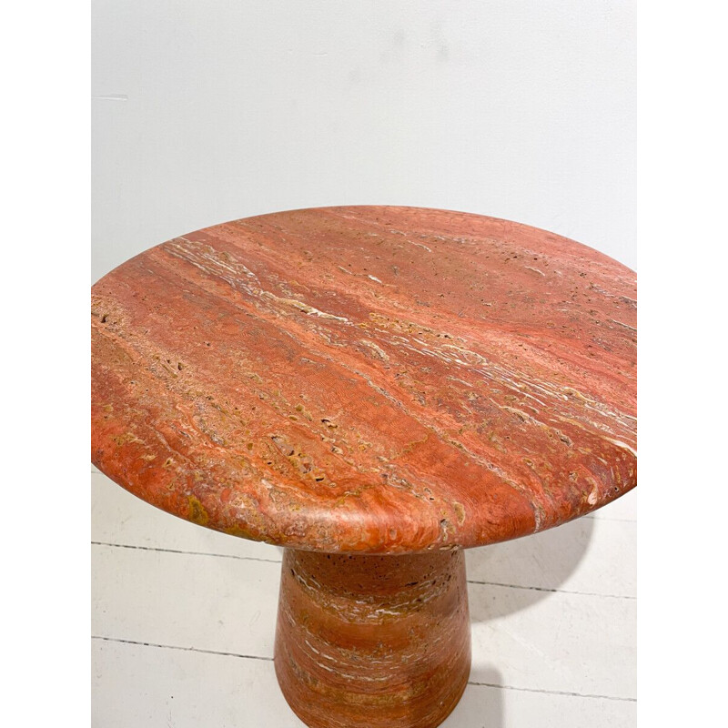 Pareja de mesas auxiliares vintage de travertino rojo, Italia