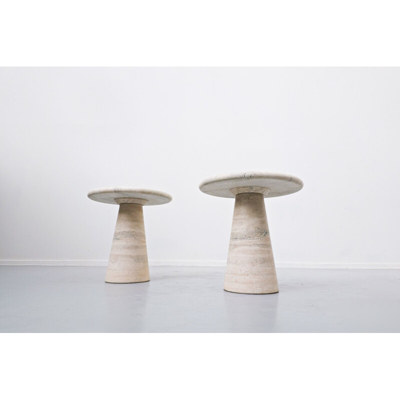 Pair of vintage travertine side tables, Italy