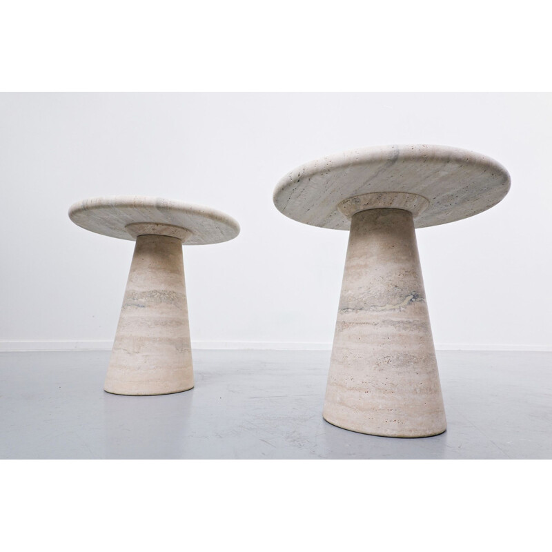 Pair of vintage travertine side tables, Italy
