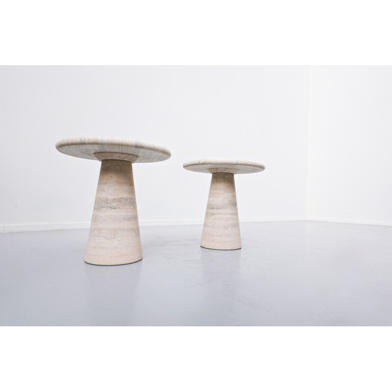 Pair of vintage travertine side tables, Italy