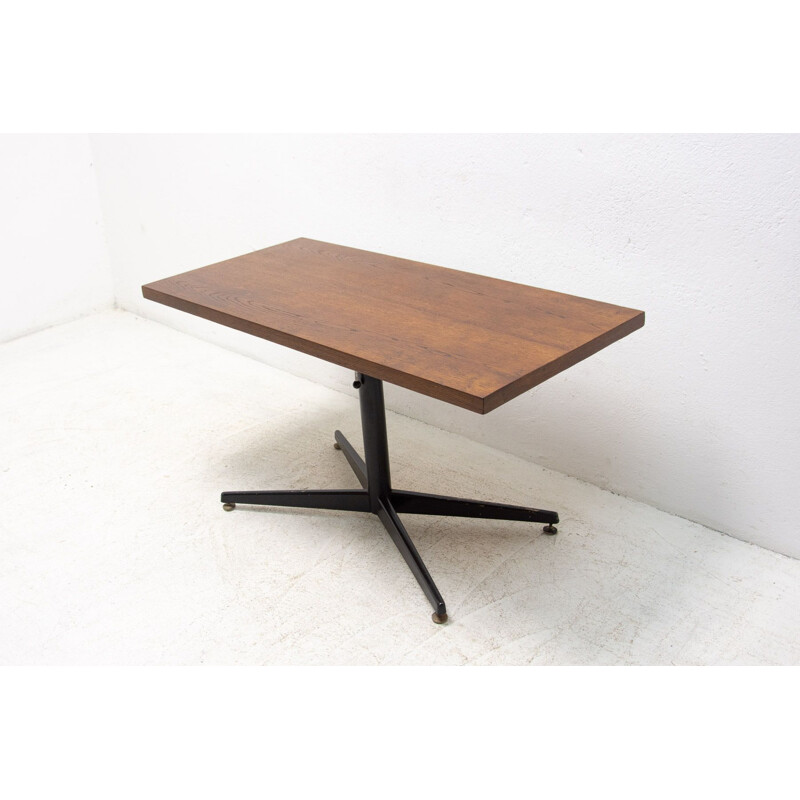 Vintage adjustable coffee table with wood veneer, Czechoslovakia 1970