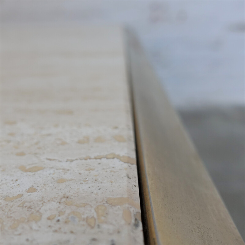 Square vintage travertine coffee table, 1970