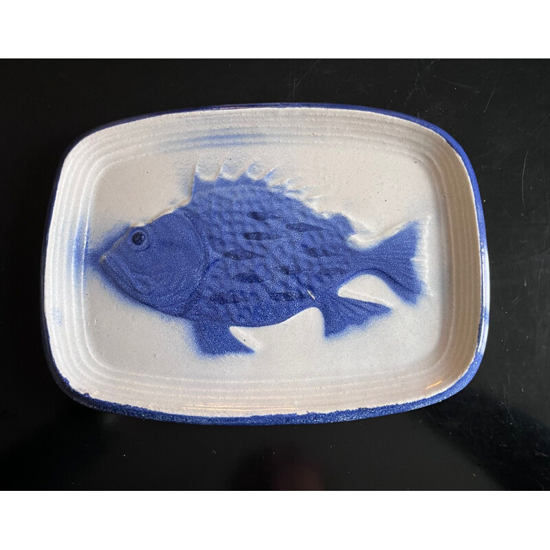 Set of vintage fish plates Saint Clement, 1950