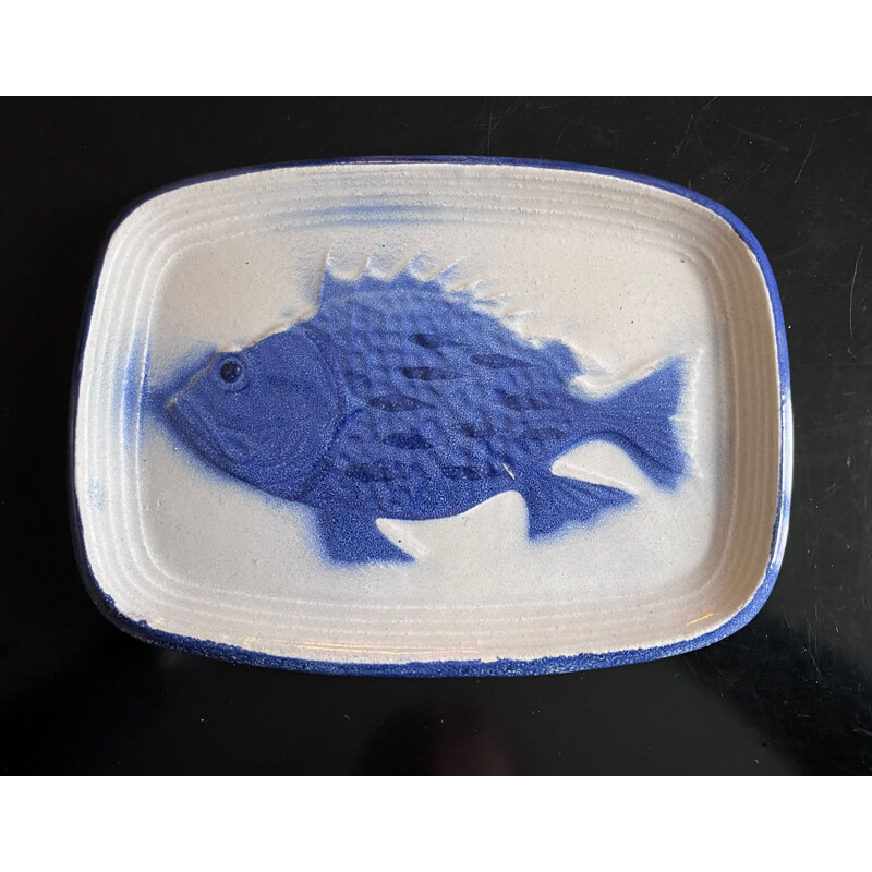 Set of vintage fish plates Saint Clement, 1950