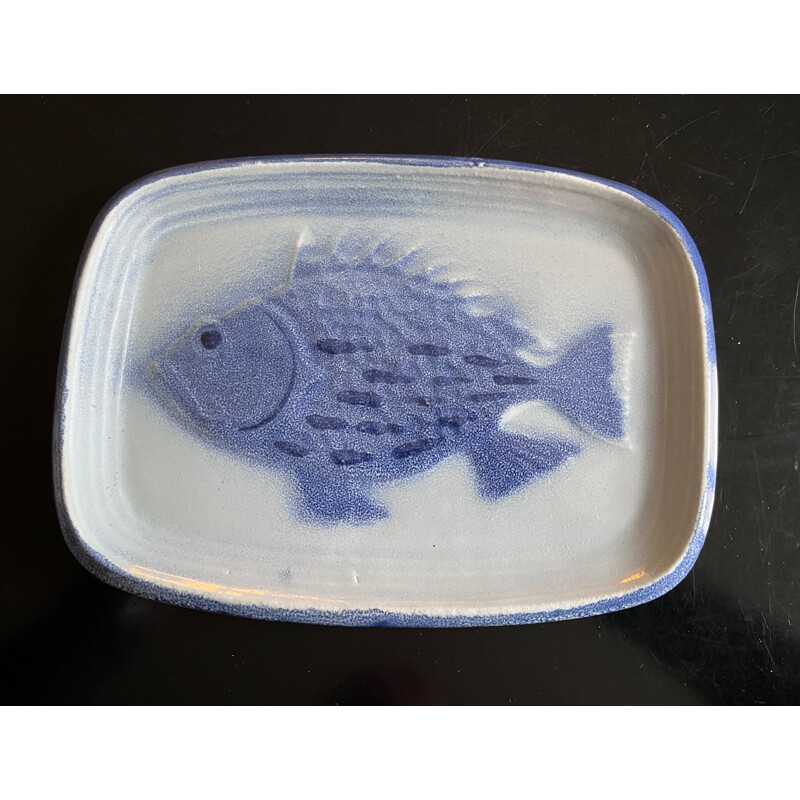 Set of vintage fish plates Saint Clement, 1950