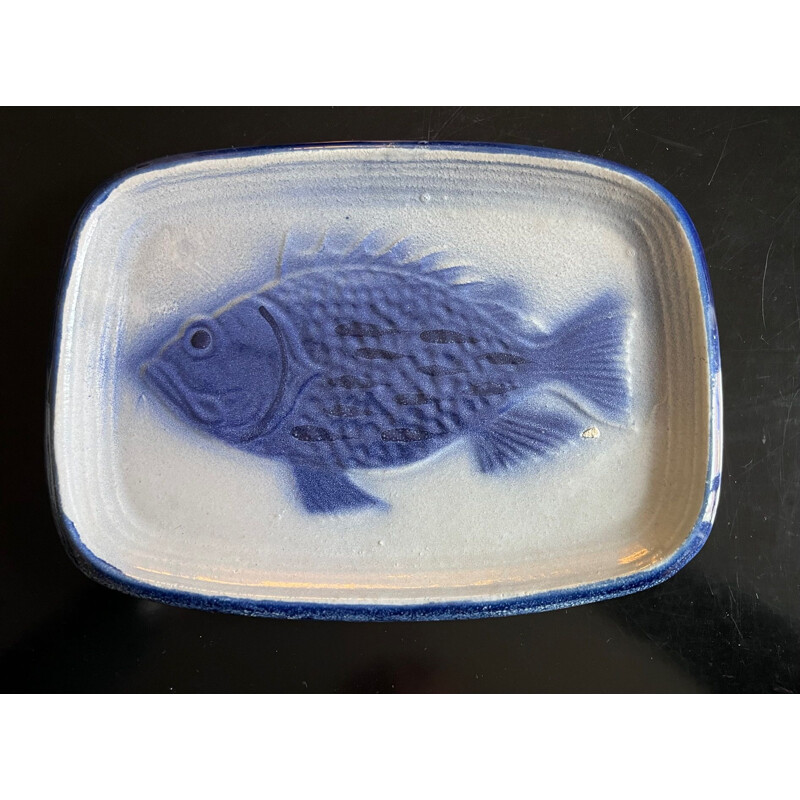 Set of vintage fish plates Saint Clement, 1950