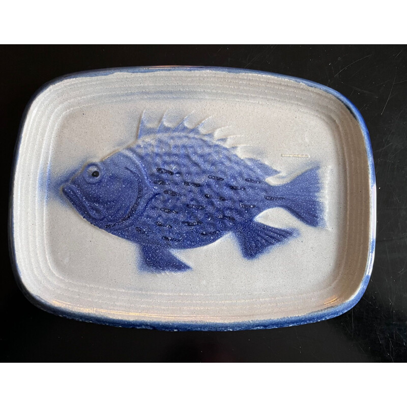 Set of vintage fish plates Saint Clement, 1950