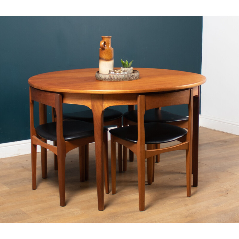 Vintage round teak dining set by Nathan, 1960