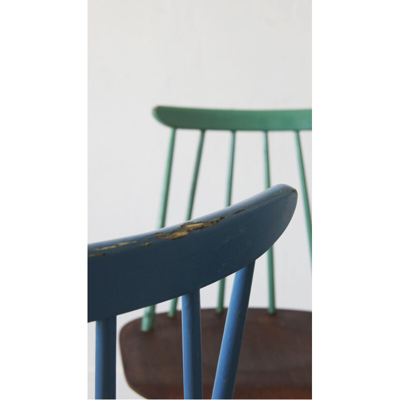 Set van 4 vintage teakhouten Fanett stoelen van Ilmari Tapiovaara voor Asko