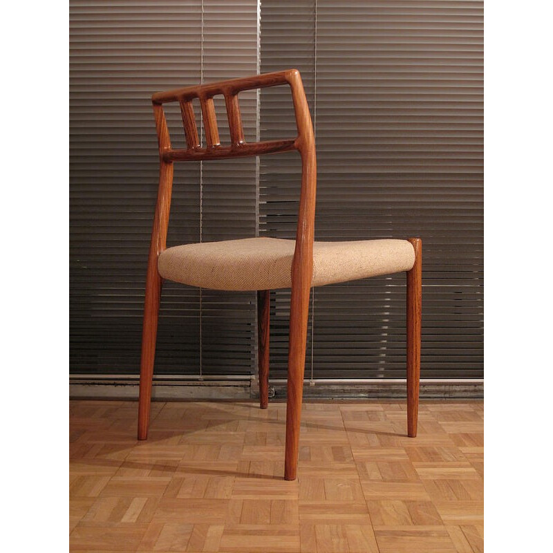 Set of 6 dining chairs in rosewood and tweed, Niels O. MOLLER - 1960s