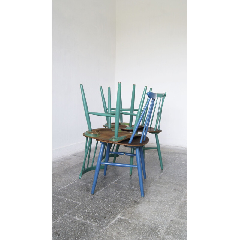 Ensemble de 4 chaises Fanett vintage en teck par Ilmari Tapiovaara pour Asko