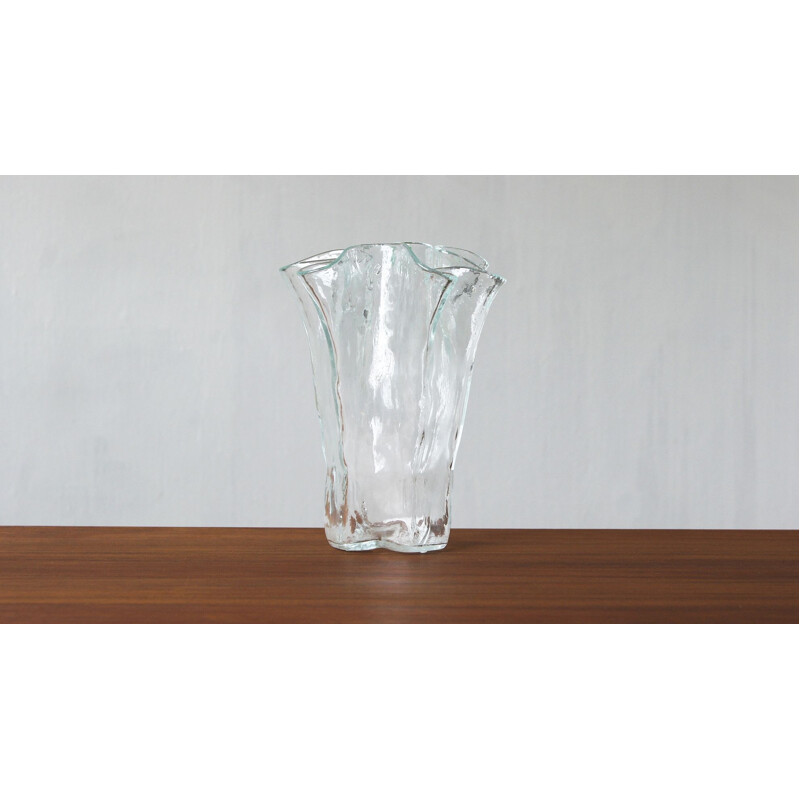 Vase vintage en verre de Pertti Kallioinen pour Muurla, Finlande